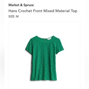 Market & Spruce: Hans Crochet Front Mixed Material Top Size:M